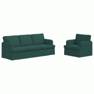 Canapé 2 pcs Vert foncé 144 x 80 x 85 cm tissu Modèle Aero Panorama - Matériau naturel 8721364374942