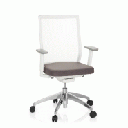 Chaise de bureau / chaise bureau ASPEN WHITE tissu maille transparent / assise tissu gris hjh OFFICE - gris polyester 657630