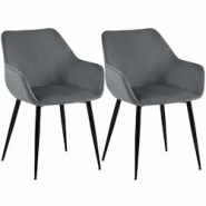 CLP Chaise de salle à manger Luena Gris foncé/Velours - gris textile 327456 CLP Chaise de salle à manger Luena Gris foncé/Velours - gris textile 327456