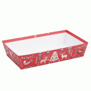 Corbeille carton kraft Scandinave rouge 33x20x7cm