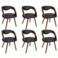 Décoshop26 - Lot de 6 chaises de salle à manger cuisine design intemporel synthétique marron CDS022590 - marron 3000028791536