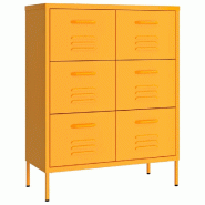 Helloshop26 - Armoire à tiroirs moderne pour rangement 80 x 35 x 101,5 cm en acier jaune moutarde 02_0046837 - jaune acier 3000234454287