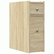 Helloshop26 - Armoire de salle de bain étroite à roulettes 21,5 x 50 x 60 cm rangement optimisé style classique en bois d'ingénierie 02_0050657 -