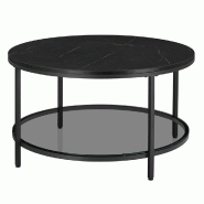 Helloshop26 - Table basse table de salon 80 x 46 cm table canapé apéro façon marbre support en verre trempé facile à assembler pour 12_0007497 -