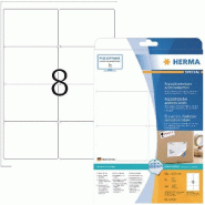 HERMA 200 étiquettes blanches Movables®, format 99,1 x 67,7 mm (25 feuilles A4 / cdt) - blanc 10018