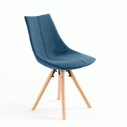 LOT DE 2 CHAISES SYLVAIN TISSU BLEU ET PIEDS HÊTRE NATUREL