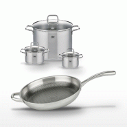 Lot Poêle 32cm Elo Relief Evolution & 3 Faitouts 14/16/26cm Elo - gris inox 3176239955408