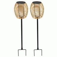 Lumisky 2 balises solaires puissant à piquer BAVINA H72cm Polyrotin Beige - beige 3666162012106 Lumisky 2 balises solaires puissant à piquer BAVINA H72cm Polyrotin Beige - beige 3666162012106