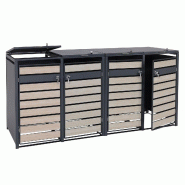 Mendler Habillage XL pour 4/8 poubelles HWC-J81, Box pour poubelles, métal 118kg anthracite ~ hêtre-imitation bois marron clair - marron métal 2x83