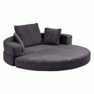 Merax Canapé et lit modulaires 2 en 1 – Salon rond, canapé-lit pliant multifonctionnel désossé avec 3 oreillers, velours côtelé, noir - noir N Merax Canapé et lit modulaires 2 en 1 – Salon rond, canapé-lit pliant multifonctionnel désossé avec 3 oreillers, velours côtelé, noir - noir N