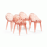 RATTATAN Set de 4 chaises en polycarbonate transparent, résistantes, ergonomiques, pour bar, restaurant, cuisine, jardin, design moderne - Diamante -