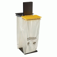 Rossignol Support sac avec couvercle Rollec sur socle - 2x110l - gris manganèse / jaune colza - RAL 1021 - 3019920531508