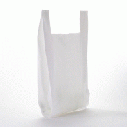 Sacs plastique blanc à bretelles 45x70+20cm - lot de 100 - Polyéthylène basse densité 50 microns