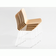 Lot de 6 chaises polyvalentes Ann assise bois et structure métal colorée Lot de 6 chaises polyvalentes Ann assise bois et structure métal colorée