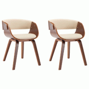 VidaXL Chaises à manger lot de 2 crème bois courbé et similicuir Modèle Diamant Moderne - 8719883784526