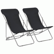 VidaXL Chaises De Plage Pliables Lot De 2 Acier Et Tissu Oxford Noir - noir 44359