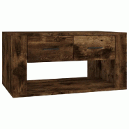 VidaXL Table basse Chêne fumé 80x50x40 cm Bois d'ingénierie Modèle Sirius Ronde - 816533