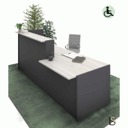 Banque d'accueil avec PMR Torino - 200, Droite, Non, Noyer grisé / anthracite