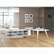 Bureau de direction sur crédence avec pieds acier design Bureau de direction sur crédence avec pieds acier design