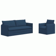 Canapé 2 pcs Bleu 196 x 82 x 85 cm tissu Modèle Aero Évasion Pro - Matériau naturel 8721364375048