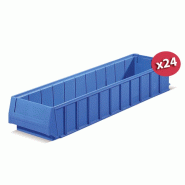 Carton de 24 bacs tiroirs plastique multibox bleu l.160 x p.600 mm_0