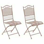 CLP Lot de 2 chaises de jardin pliables Kiran en fer Marron antique - marron métal 320686 CLP Lot de 2 chaises de jardin pliables Kiran en fer Marron antique - marron métal 320686