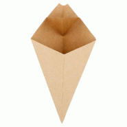Cornet à frites kraft + languette pour sauce 100g 12,5x22cm - par 200