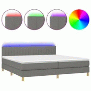 Décoshop26 - Lit LED avec cadre, sommier, tête de lit réglable et matelas 200x200 cm en tissu gris foncé - TDL0208288 Décoshop26 - Lit LED avec cadre, sommier, tête de lit réglable et matelas 200x200 cm en tissu gris foncé - TDL0208288