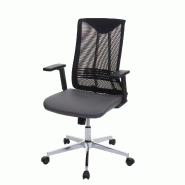 Décoshop26 - Chaise de bureau ergonomique pivotante avec accoudoirs en tissu mesh gris 04_0001885 - gris 3000154132692