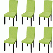 Décoshop26 - Housse de chaise droite extensible 6 pcs vert DEC022373 - 3001298669600