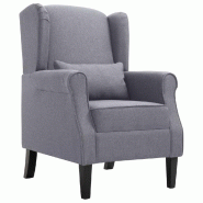 Helloshop26 - Fauteuil chaise siège lounge design club sofa salon gris foncé tissu 1102204/3 - gris Bois massif 3000141582721