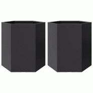 Helloshop26 - Jardinière bac lit surélevé plantes fleurs jardin terrasses lot de 2 hexagone 46 x 40 x 45 cm acier noir 02_0039074 - 3000218040147 Helloshop26 - Jardinière bac lit surélevé plantes fleurs jardin terrasses lot de 2 hexagone 46 x 40 x 45 cm acier noir 02_0039074 - 3000218040147