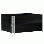 Helloshop26 - Jardinière bac lit surélevé plantes fleurs terrasse jardin 80 x 60 cm bois massif de pin noir 02_0037884 - noir métal 3000217868285