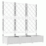Helloshop26 - Lot de 3 caches-pots de jardin 120 x 40 x 125,5 cm usage extérieur design moderne en acier blanc 02_0058603 - blanc acier 3000240679766