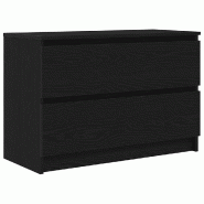 Helloshop26 - Meuble TV avec 2 tiroirs grand espace de rangement moderne salon 80 x 35 x 54 cm en bois d'ingénierie noir 02_0051735 - noir Bois massi