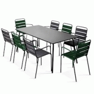 Oviala Business Ensemble table de jardin et 8 fauteuils en métal Vert forêt - vert acier 114618 Oviala Business Ensemble table de jardin et 8 fauteuils en métal Vert forêt - vert acier 114618
