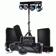 Pack Sono 1600W BM SONIC Ampli, Paire d'Enceintes 2x300W, Table de Mixage, Portique 4 Lumières Xperformer,OVNI LED, Fête Soirée - 3666638038487