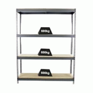 PROREGAL Étagère pour charges lourdes WOOD BEAST FOUR | HxLxP 200x180x90cm | 4 niveaux | Charge du compartiment 600kg | Gris - gris métal PR_RS14-22 PROREGAL Étagère pour charges lourdes WOOD BEAST FOUR | HxLxP 200x180x90cm | 4 niveaux | Charge du compartiment 600kg | Gris - gris métal PR_RS14-22