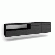 SKRAUT HOME Meuble TV, Banc Télé, 200x45x35cm, Pour les TV jusqu'à 80", Suspendu, Mural, Noir - noir Bois manufacturé 48_3