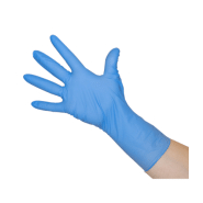 100 gants d'examens anti-virus manchettes longues à usage unique CE en nitrile bleu non poudré - GNNPBL-IM05/MLVR_0