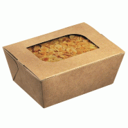 Boite snacking carton l avec couvercle attenant fenêtre BOPP 500ml - par 600