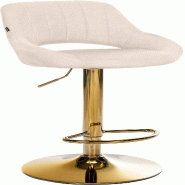 CLP Tabouret de bar Milet tissu Crème/Or - beige textile 327397