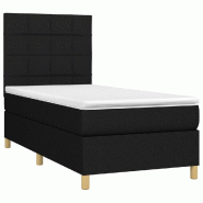 Décoshop26 - Cadre de lit LED avec sommier tête de lit matelas 80x200cm tissu noir TDL0209122 - noir 3001674282720