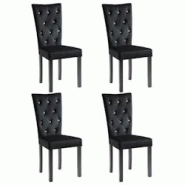 Décoshop26 - Lot de 4 chaises de salle à manger cuisine boutonnées de cristaux en velours noir CDS021864 - noir 3000019141531 Décoshop26 - Lot de 4 chaises de salle à manger cuisine boutonnées de cristaux en velours noir CDS021864 - noir 3000019141531