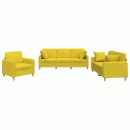 Ensemble de canapés 3 pcs avec coussins jaune clair tissu Modèle Orion Advance Plus - 8721012070424