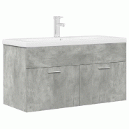 Helloshop26 - Armoire lavabo de salle de bain murale avec rangement 90 x 38,5 x 46 cm en bois d'ingénierie gris béton 02_0055757 - gris Bois massif