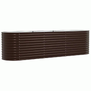 Helloshop26 - Jardinière surélevé minimaliste moderne 320 x 80 x 81 cm pour fleurs durabilité en acier marron 02_0058913 - marron acier 3000240843679
