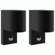 Helloshop26 - Lot de 2 appliques murales extérieures directionnel 12 x 7 x 15 cm en acier inoxydable noir 02_0056530 - noir inox 3000239563335