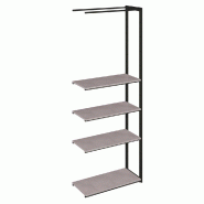 Suite structure Cage noir 88x40x240cm 4 tablettes béton