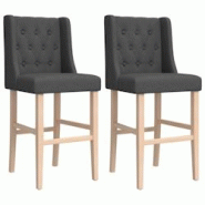 VidaXL Chaises De Bar Lot De 2 Bois Massif D Hévéa Et Tissu - gris 4006222 VidaXL Chaises De Bar Lot De 2 Bois Massif D Hévéa Et Tissu - gris 4006222